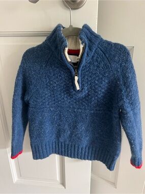Baby Boden Blue Half-Zip Sweater